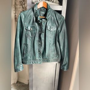 Sundance Leather jacket size Large Rich teal green